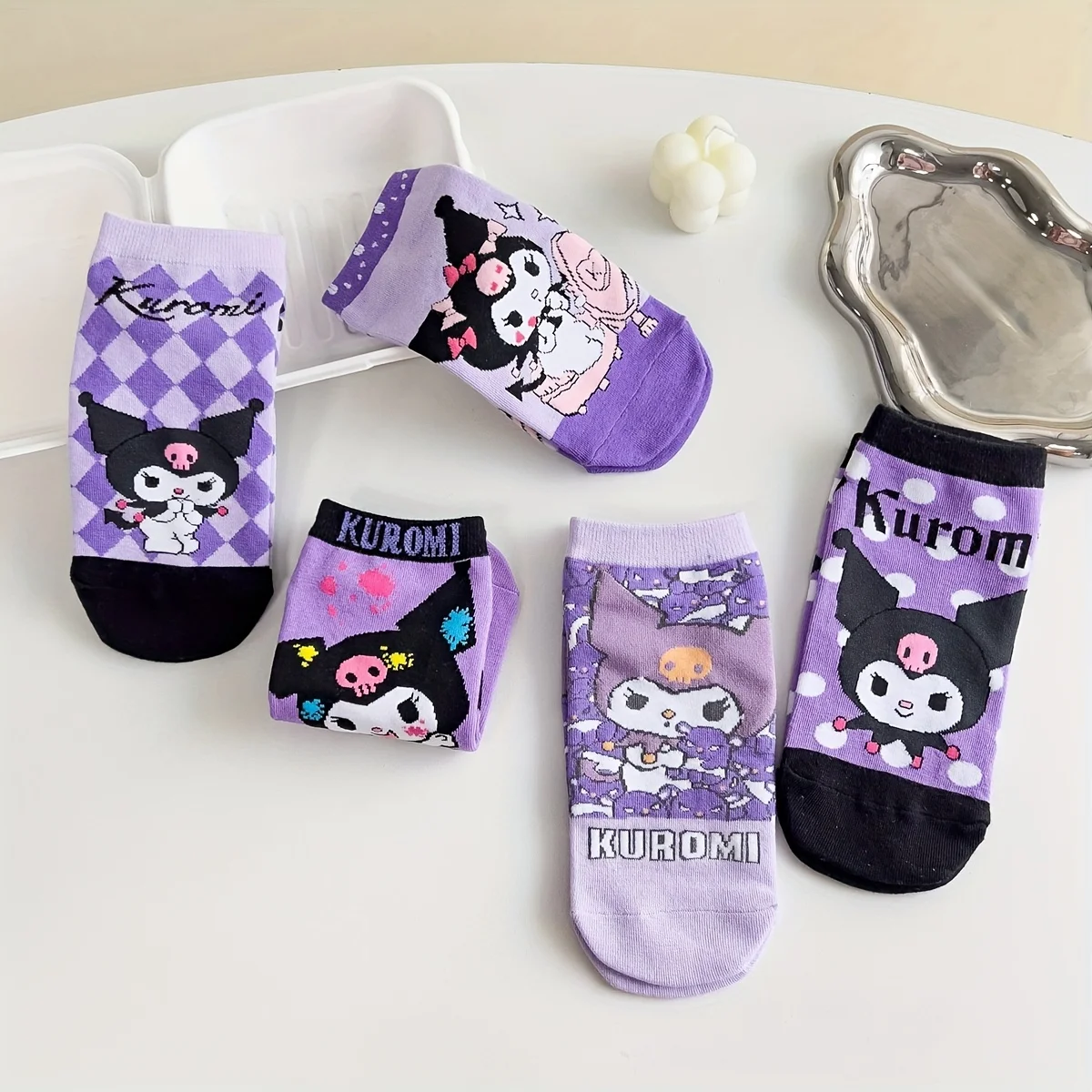 1 Pair Kuromi Cartoon Knee-length Socks | Soft, Breathable, Sweat-Absorbent, Fa… - Image 4