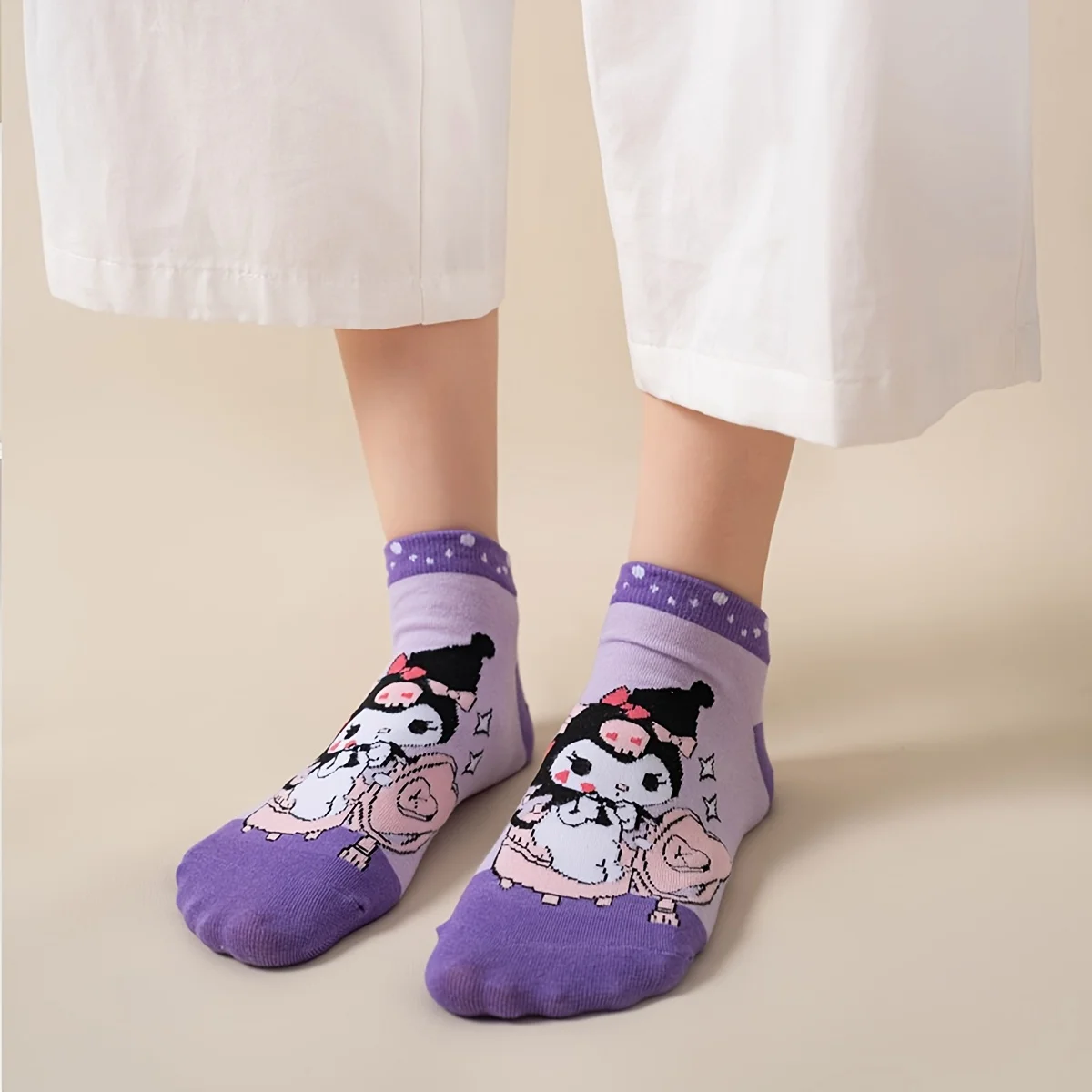 1 Pair Kuromi Cartoon Knee-length Socks | Soft, Breathable, Sweat-Absorbent, Fa… - Image 7
