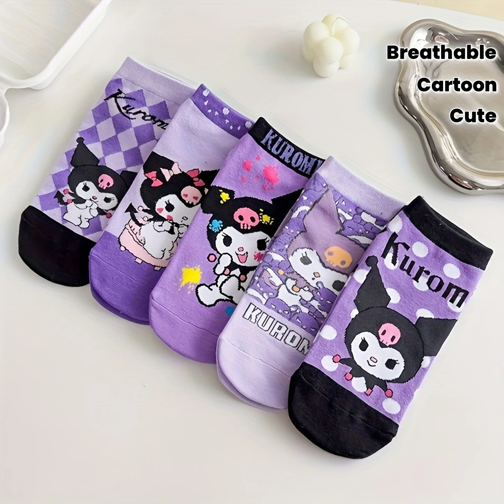 1 Pair Kuromi Cartoon Knee-length Socks | Soft, Breathable, Sweat-Absorbent, Fa… - Image 13