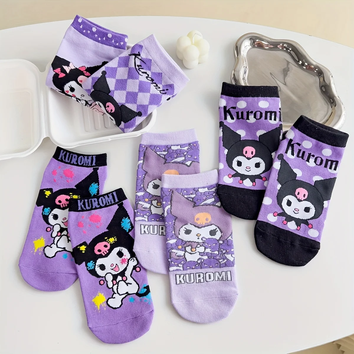 1 Pair Kuromi Cartoon Knee-length Socks | Soft, Breathable, Sweat-Absorbent, Fa… - Image 24