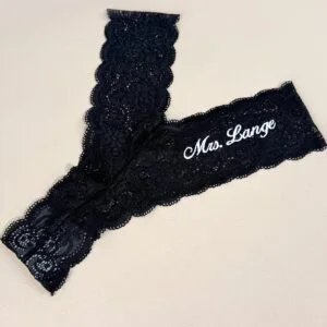 1pc Personalized Embroidered Text Thong, Women's Lace Underwear