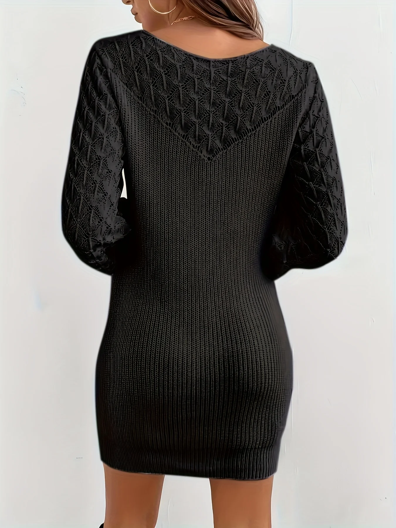 Elegant Long-Sleeve Sweater Dress | Solid Color, Crew Neck, Bohemian Classic Sl… - Image 34