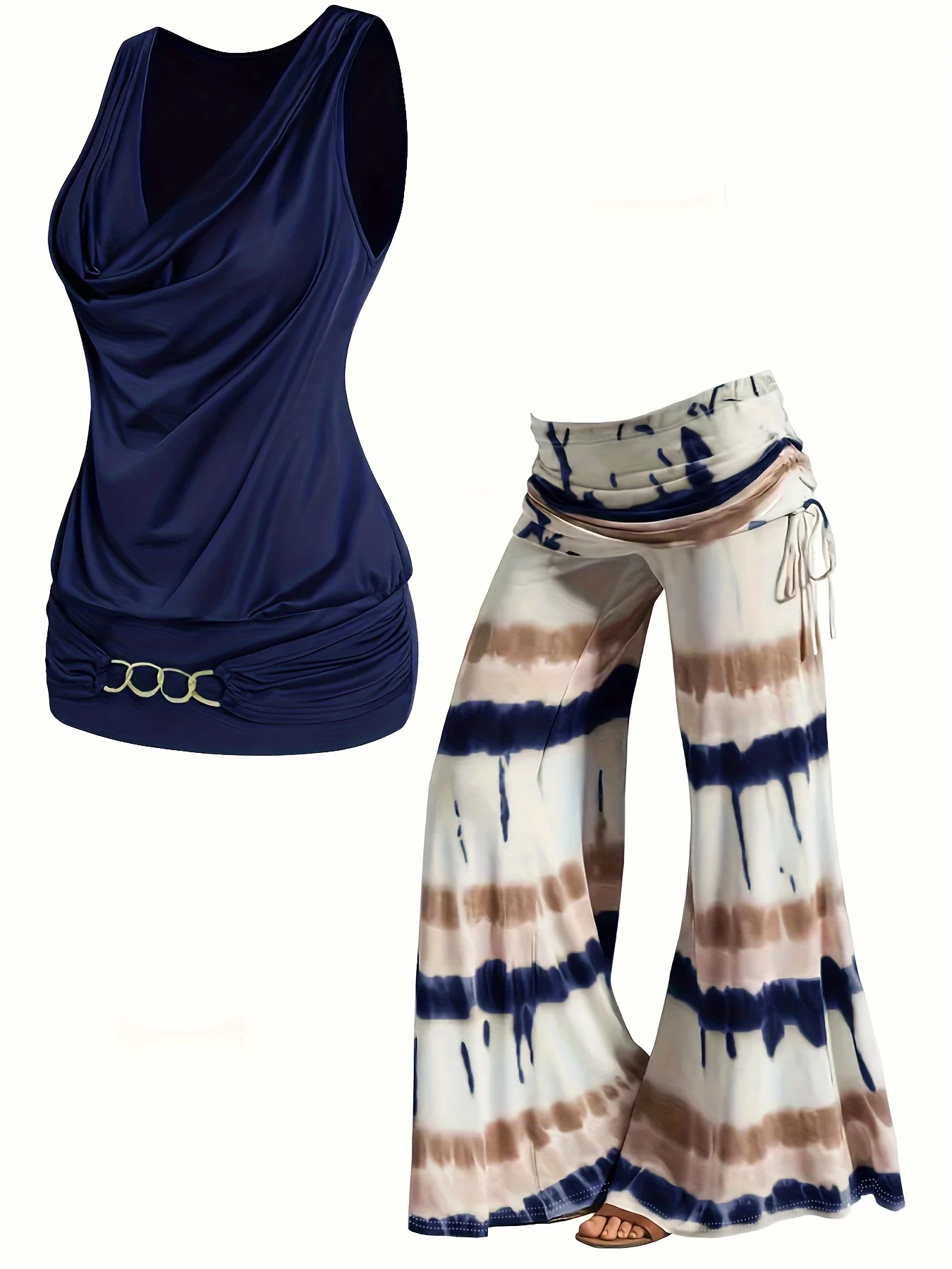 Fashionable Sleeveless Top And Wide-Leg Pants Two-Piece Set - Image 4