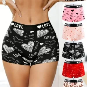 5pcs Pack Women's Plus Size Full-Coverage Boxer Briefs - Soft Stretch Underwear Suitable for & Daily Wear, Full-Coverage, Machine Washable, Comfortable Casual Wear (No)