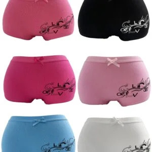 6pcs/lot Women Comfort Boxers Underwear Print LOVE Good Lucky Dragon Year Shorts Boyshort Panties Knickers Intimates Lingerie