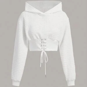 Women'S Hooded T-Shirt with Rope Stitching