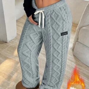Women'S Winter Fleece-Lined Casual Pants | Drawstring Waist, Suitable for Home and Outdoor Leisure Wear