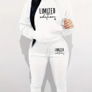 Women'S Clothing Featuring a Two-Piece Set with a Hoodie And Pants, Designed with Letter Prints