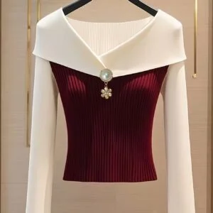 New Stylish High-End French-Style Long Sleeve Top for Women, Classic Elegant Style, Trendy and Sophisticated