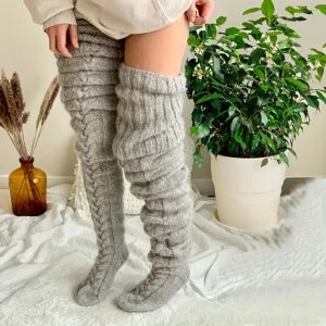 1 Fashionable Autumn-Winter Women'S Plus Size Over-the-Knee Socks | Comfortable Soft and, Solid Color, Hand Wash or Dry Clean, Stylish Warm Leg Coverings