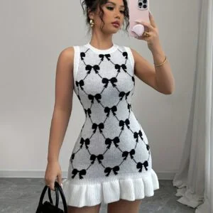 YY0223144 Women's Dress Knitwear Casual Elegant Bow Sweater Top