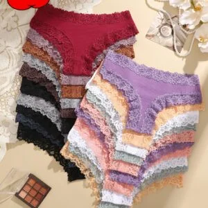 20pcs Set of Cotton Brazilian Pants, Lace And Lace Cotton Underwear, Comfortable, Elegant, Fashionable, Soft And Skin Friendly Underwear, Suitable for Daily Commuting, Women'S Underwear And Underwear
