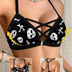 [Women's Halloween Bras] Women's Halloween Bras - Wire-Free Push-Up Bras with Spooky Pumpkin, Bat, Spiderweb Designs - Non-Padded Lift Bras for Halloween Party Costumes & Casual Attire - Everyday & Themed Event Undergarments, Festive Undergarments, Playful Lingerie, Comfortable Fit, Themed Undergarments, Costume Lovers