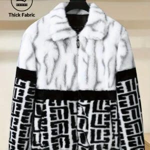 Men's Winter Color-Block Lapel Faux Mink Coat