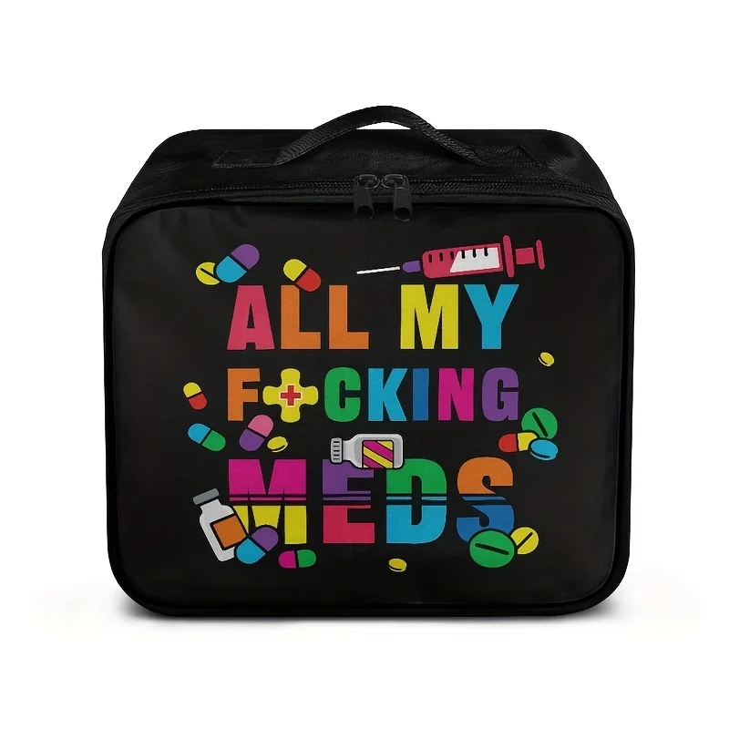 A Storage Bag for Organizing Pill Bottles And Supplies, Featuring a Zipper, Des…