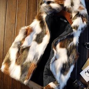 New Men'S Stylish Fur Hooded Vest Jacket, Trendy And Cool Plush Faux Fur for Warmth in Autumn And Winter, Hooded Vest for Men'S Clothing, Warm Outerwear, Couple'S Vest Jacket