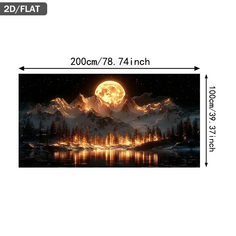 2D Flat, 2D Flat, A 2D Flat Canvas Art Piece Measuring 39.37 by 78.74 Inches, Featuring a Frameless Print of Moonlit Snowy Mountains Reflected in Serene Waters, Perfect for Modern Wall Decor in Living Rooms And Bedrooms - Image 11