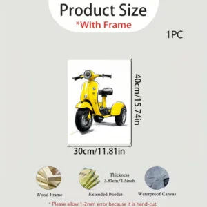 Yellow Scooter Motorcycle Print Art Canvas Wall Decor For Living Room Bedroom Home Office Decoration Summer Holiday Gift Idea