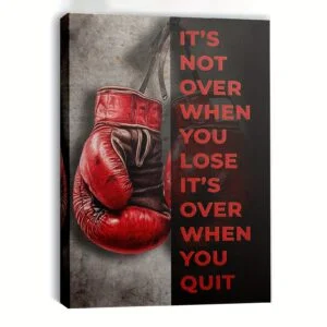 [Never Quit Boxing Theme] 1pc Motivational Boxing Gloves Poster - Framed Canvas Print, Iconic Wall Art for Gym, Home Office, Man Cave & Sports Decor - Gift for Athletes & Boxing Enthusiasts