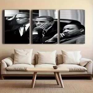 3pcs Set Exquisite Wooden Frame Decorative Art Black-History-Inspirational-Canvas Posters Set Are Suitable for Home Decoration, Wall Art, Bedrooms, Living Rooms, Bars, Kitchens, Offices, And Are The Perfect New Year Gifts
