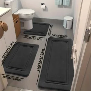 3-Pack High-Absorbency Bath Mats | Non-Slip Polyester Bathroom Floor Mats for Tub and Shower, Comfortable and Soft, Decorative Home Flooring Additions by Aijing