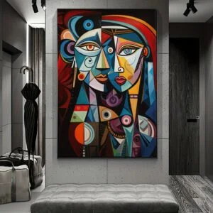 [Abstract Geometric Art] Frameless Abstract Geometric Wall Art | 1pc Large Canvas Painting - Bright Colors, Modern, Vertical Decoration for Living Rooms, Bedrooms, Offices - Summer Autumn Home Gifts, Canvas Murals