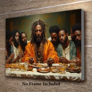 [High-Definition Canvas Art] High-Definition, Fade-Resistant Vibrant Black Jesus Last Supper Canvas Art Print | Waterproof, Durable Wall Decor for Home, Office, Kitchen, Bedroom - Frameless 15.7x23.6 inches with Easy Hanging