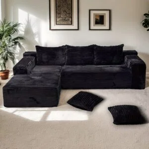 Multifunctional Transforming Compression Sofa Bed with Chaise Longue with 2 Throw Pillows And Built-in High-density Support Sponge for A No-assembly Sofa Chair In The Bedroom And Living Room