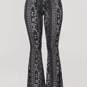 Paisley Print Casual Flared Pants, Sexy High-Waisted Taboo Trousers, Women'S Clothing