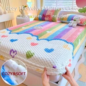 1-Piece Thickened Milk Fleece Fitted Sheet Mattress Protector Dust Cover, Soft and Comfortable Bedding, Suitable for Bedroom Guest Room Hotel Full Coverage Bedspread (Pillowcases Not Included)