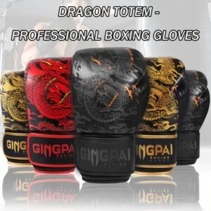 Professional Adult Training Boxing Gloves | Chinese Style with Extra Thick Padding for Bag Work & Sparring - Unisex Design in Black, Black Golden, Red