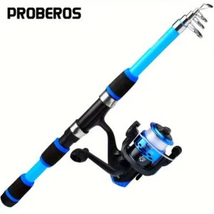PROBEROS 4.9ft/5.6ft Telescopic Fishing Rod, Portable and Durable Fiberglass Fishing Pole with Bait Casting Function. Note: A 10cm Variance Is Normal. The Printed Length of 1.8m/5.9ft on the Rod Is Incorrect, but This Is Not a Quality Issue. Please