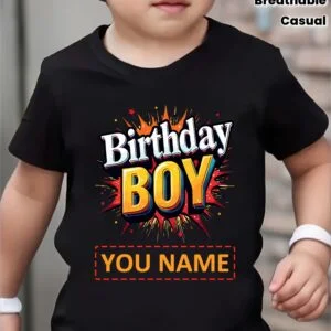 [Youngsters' Party Attire] Personalized "Birthday BOY" T-Shirt | Customizable Name, Soft & Breathable Fabric, Vibrant Explosion Letter Design | Perfect for Parties & Casual Wear, Playful Graphic Tee, Comfortable Fit