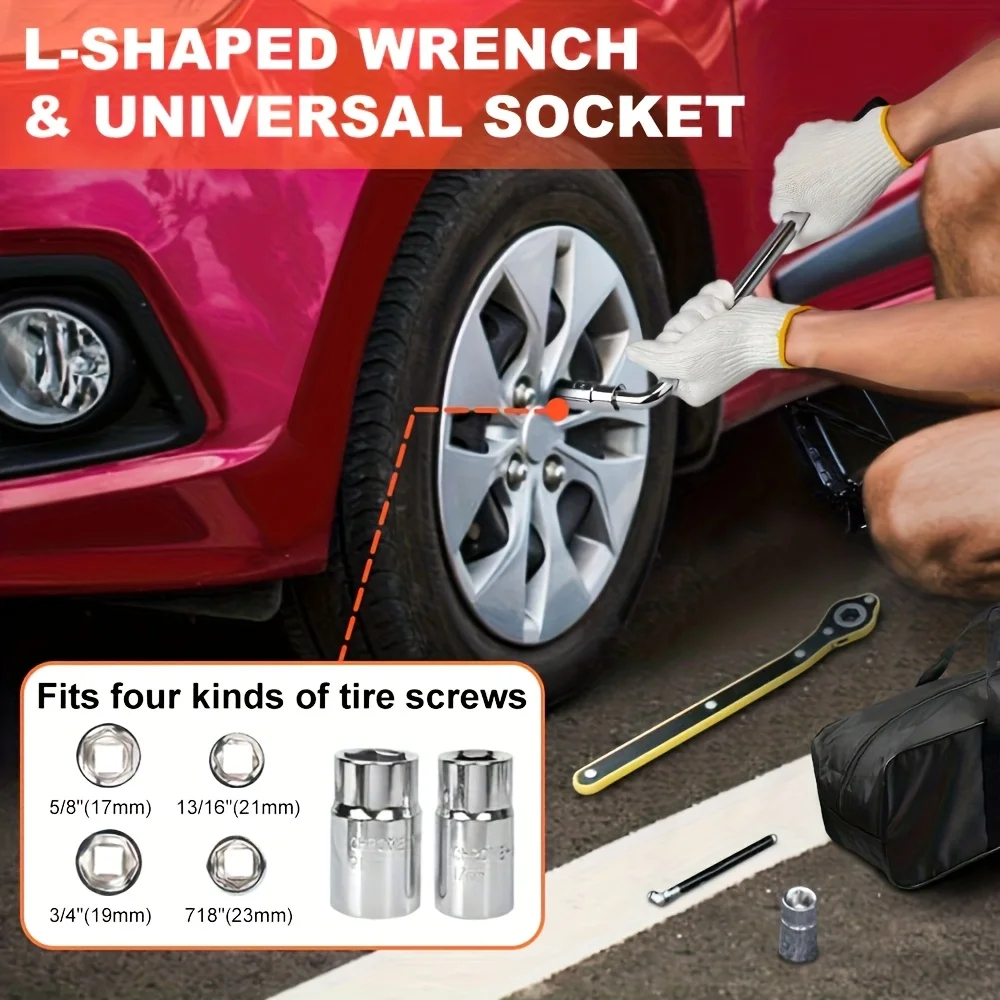 Portable Car Jack Kit, 2 Ton (4409 Lbs) Scissor Jack For Car, Upgrade Emergency Spare Tire Changing Repair Kit, Scissor Jack Kit With Lug Wrench, Universal Vehicle Scissor Lift Jacks For SUV(Including Safety Triangles) - Image 4