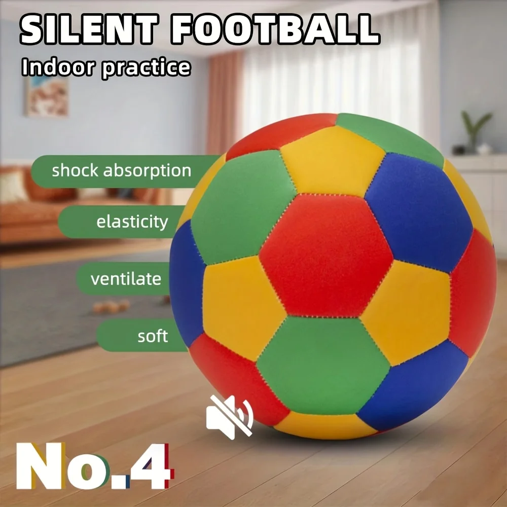 PSYCHE Model 4 Silent Football Made of T Fabric, Durable And Resistant to Wear And Aging, Waterproof And Stain-Resistant, Easy to Clean. Suitable for Indoor Training, Available in Various Colors, Soft Touch with Silent Rebound