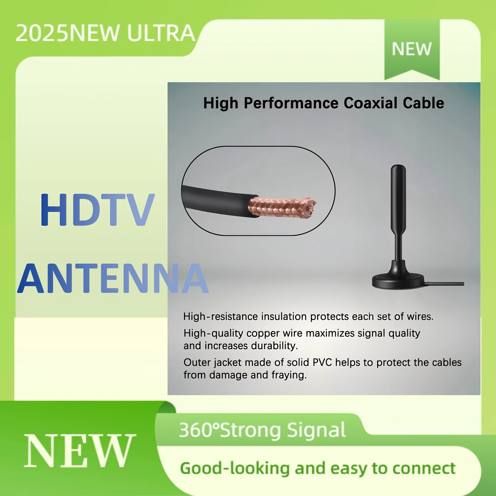 2025 Model HDTV 4K Indoor Antenna Compatible for HDTV/DVB-T2/DTMB/ATSC/DAB/FM - 1080P Full HD & 4K UHD Signal Reception with Upgraded Tuner for Long-Distance Channel Reception, Compatible with Smart TVs & for home/Car TV Receivers (Easy Assembly) - Image 8