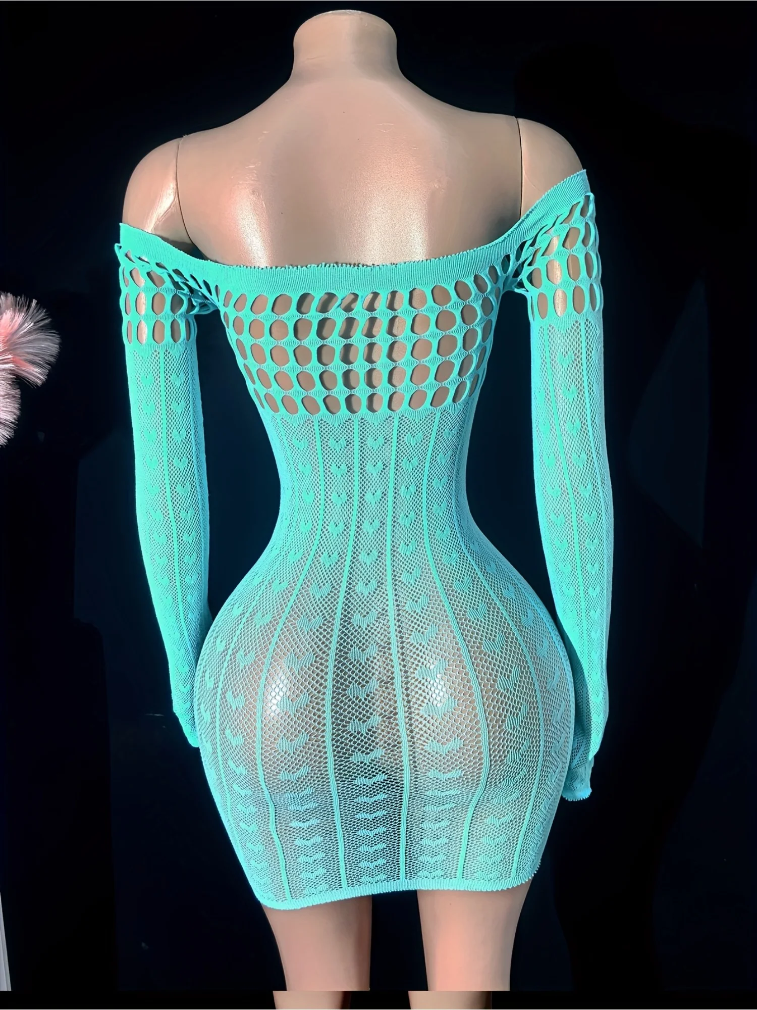 1pc Women'S Sexy Sheer Bodysuit Cover-Up | Long Sleeve Cut-out Wrap Dress with Fishnet Sleeves, High Stretch Plus Size, Ideal for Music Festivals & Summer Swimwear - Image 7