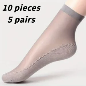 10pcs (5 Pairs) / 4pcs (2 Pairs) Cooling Breathable Socks - Women's Spring/Summer/Autumn Socks, Moisture-Wicking, High Elasticity, Quick-Drying, Lightweight and Breathable, Nude Color, Non-Snagging, Smooth Medium-Thin Style. Suitable for Daily Wear
