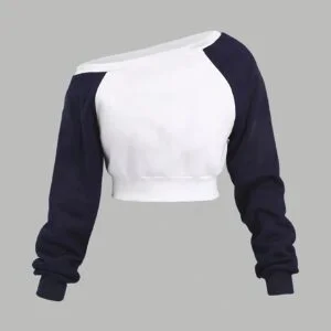 New Fashion Sporty Casual Color-Block Cross-Back Women's Sweatshirt