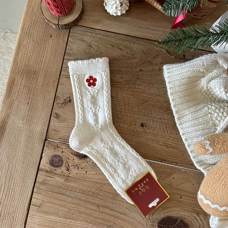 5 Pairs (10pcs) Of Women's Holiday Bow Knee-length Socks: Holiday Red Dots with… - Image 18