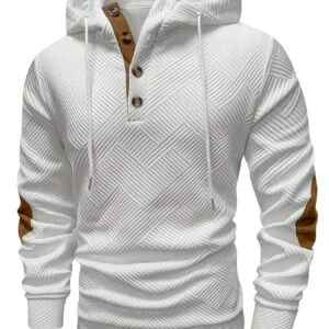 Men'S Stylish Casual Hooded Sweatshirt with Color-Blocking Design