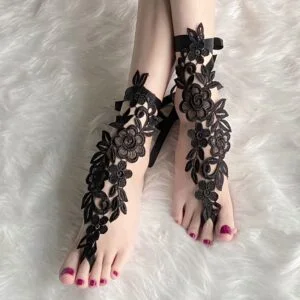 One Pair of Women's Sexy Socks, New Trendy Lace-Up Romantic Fishnet Stockings with Embroidery and Cut-Out Design
