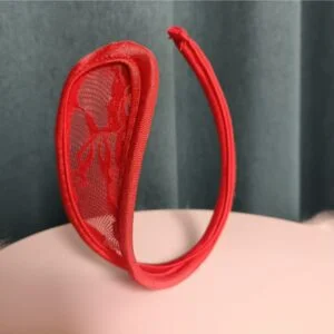 polyester[Sexy Red Lace C-Thong] Sexy Red Lace C-Thong Underwear for Women - Elegant Floral Pattern, Comfortable Fit, Perfect for Casual Attire, Hand Wash Only, Lingerie Underwear