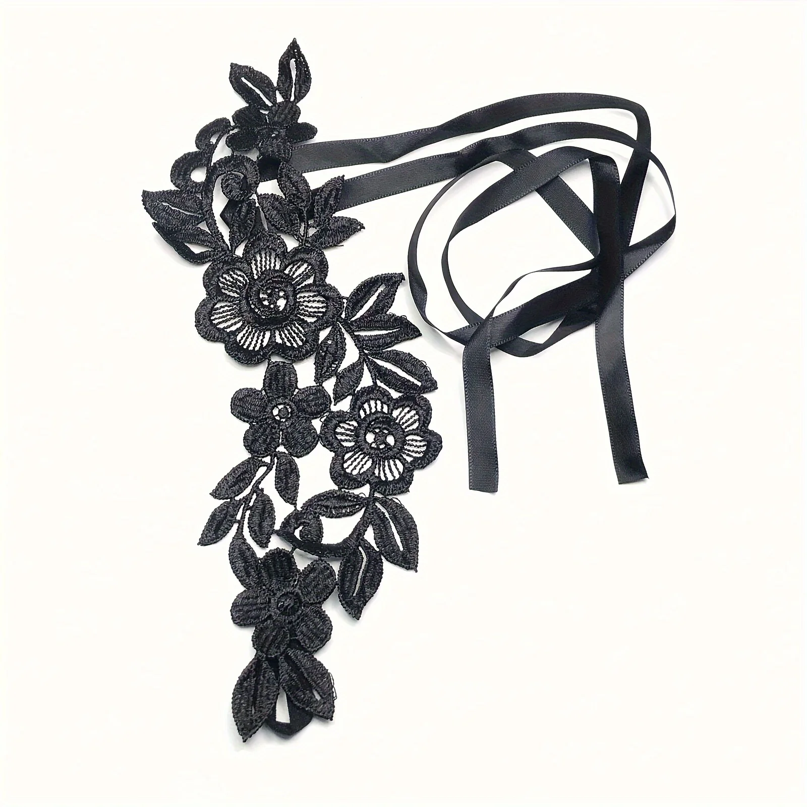 2pcs of Sexy Lace Embroidered Anklets with Toe Rings, Floral Barefoot Sandals f… - Image 29