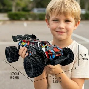 New American Style Premium Christmas Gift For Children And Adults - 2.4G RC Remote-Controlled Off-Road Car - 35KM/H High-Speed Driving, Safety Bearing Function, Collision-Resistant Alloy Plastic Material, Blue And Red - Off-Road Adventure Enthusiast