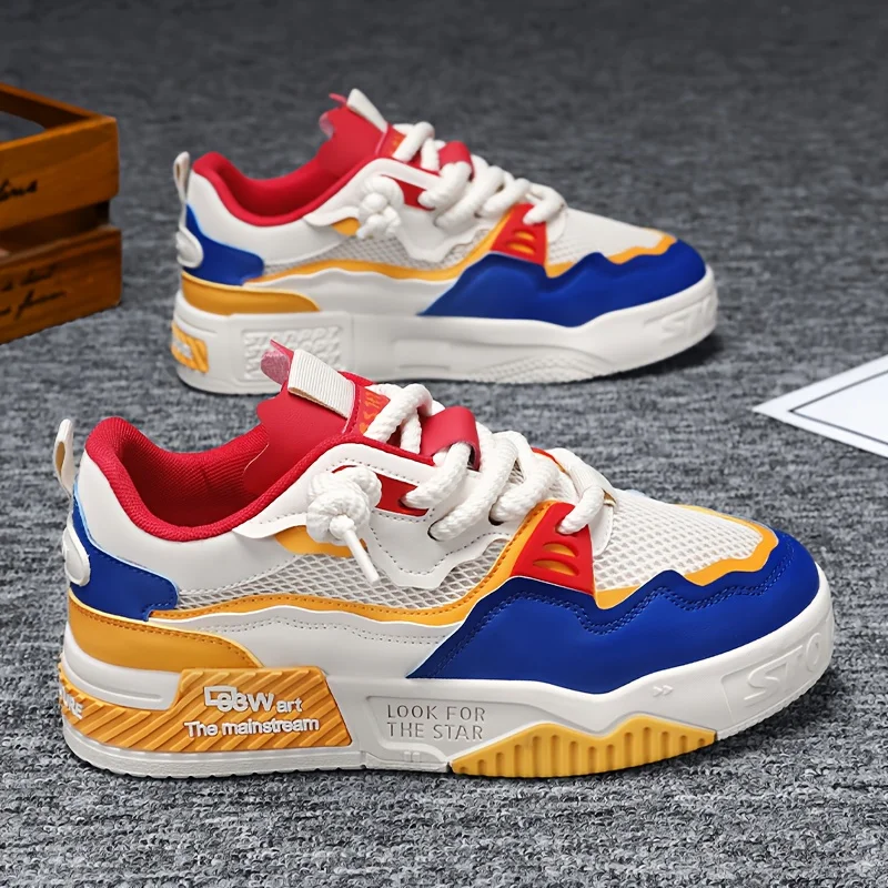 Sneakers, Men's Casual Lace-up Shoes, Comfy Non-slip Breathable Shoes WithFabri…