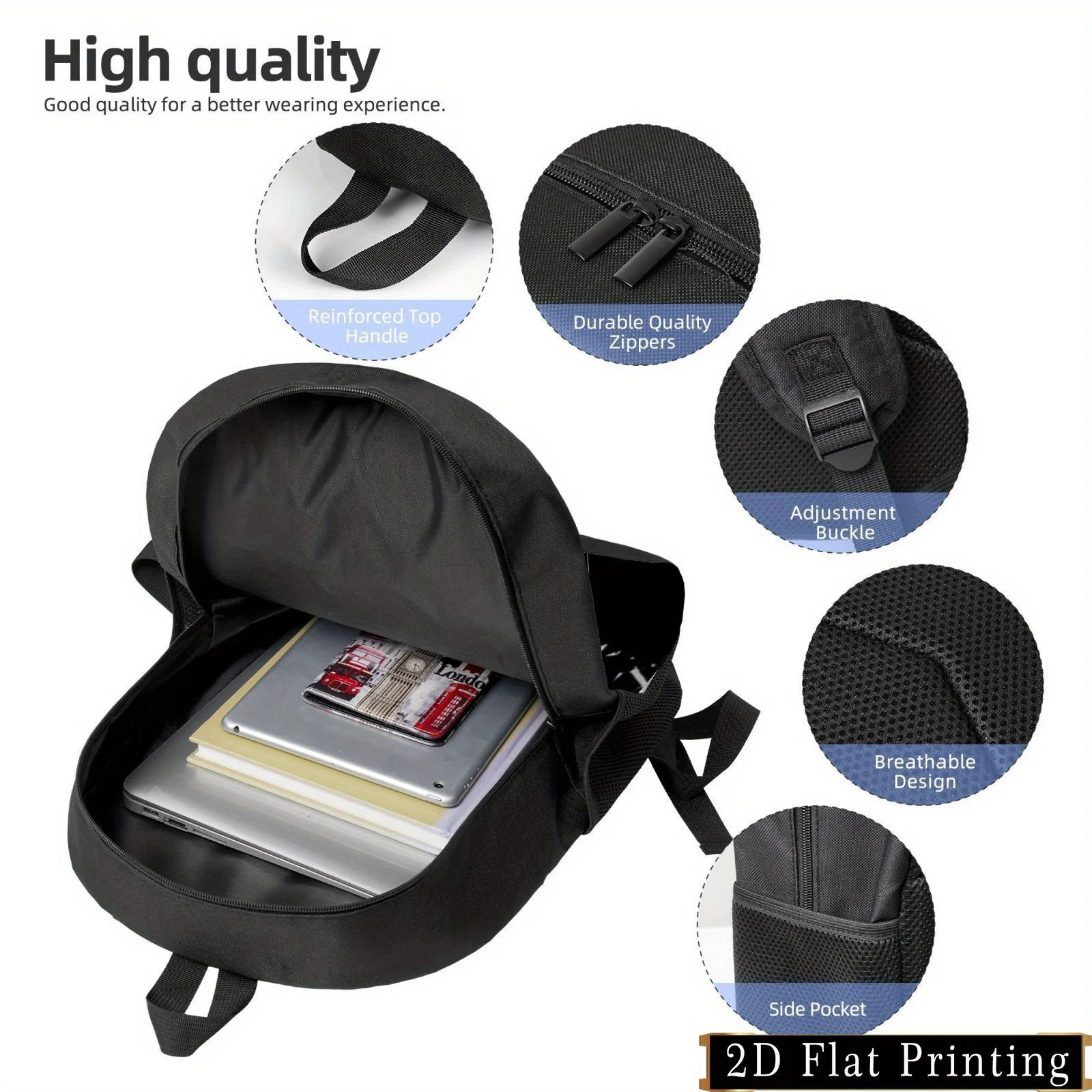 Vibrant Motorcycle Print Backpack - Lightweight, Large Capacity, Adjustable Str… - Image 9