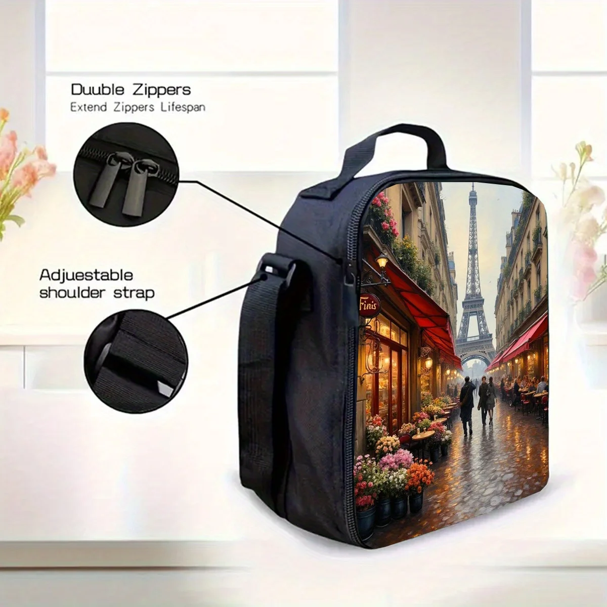 3pcs, Eiffel Tower Backpack, Large Capacity 17-inch Casual Backpack with Water… - Image 5