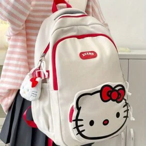 Sanrio Hello Kitty Backpack for & - Cute Y2K Anime Bookbag with Iconic Hello Kitty Face &, Lightweight Large Capacity Travel Backpack, Daycare to Teen (Machine-Washable), for Teenager