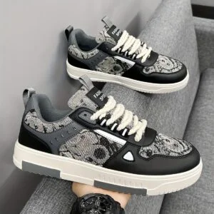 Men'S Stylish And Trendy Street Sneakers with Random Prints, Perfect for Everyday Wear, Outdoor Activities, And Comfortable, Slip-Resistant Running